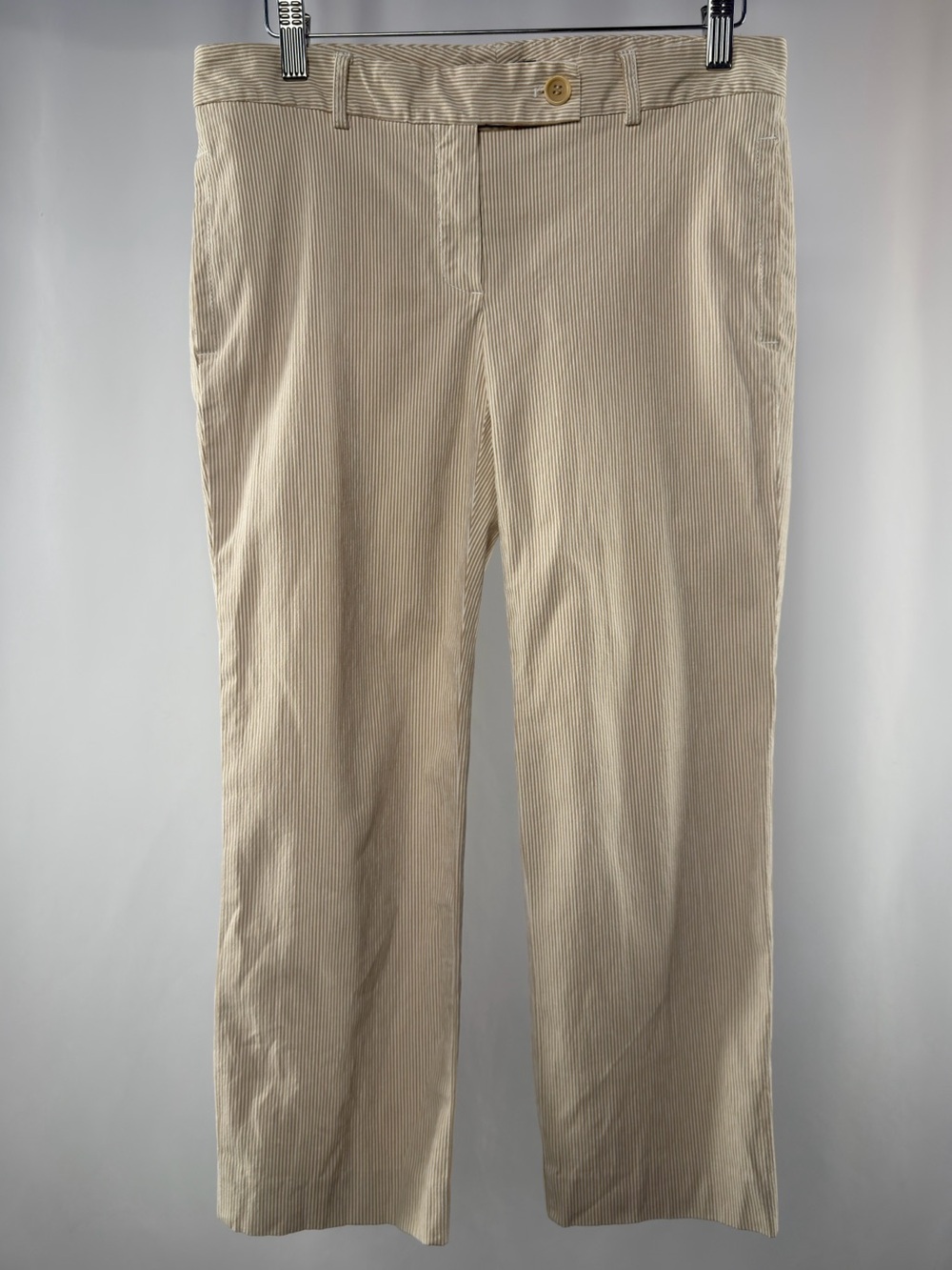 Y2K Vintage Theory Cotton Blend Stripe Capri Pants in Tan White Size 6